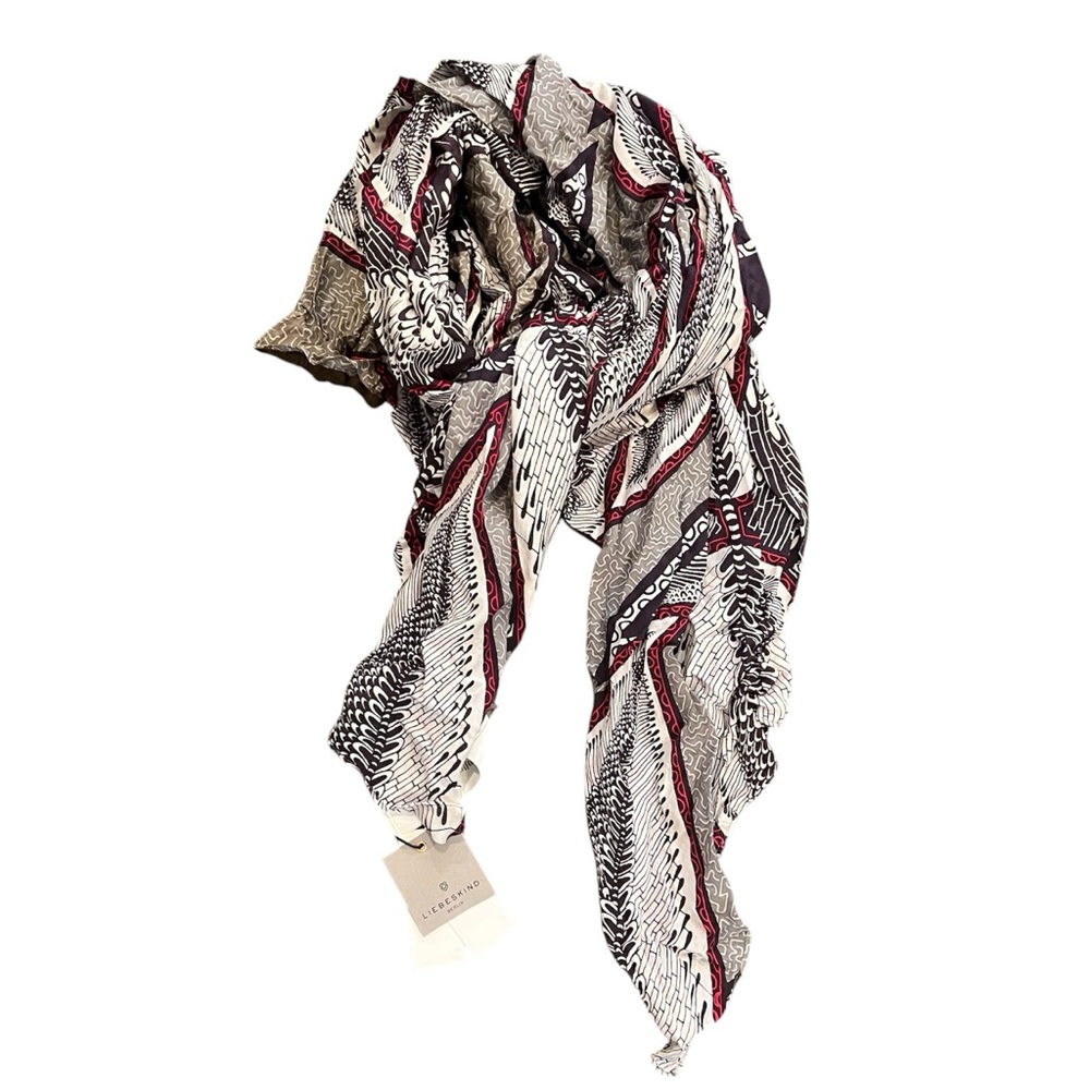 Liebeskind Graphic Scarf - Black, Red, White NWT